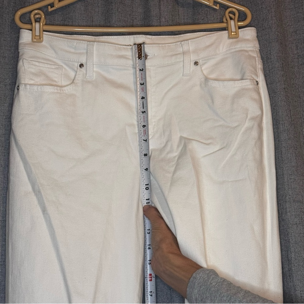 Chico's White Cropped Jeans with Beaded Fringe Hem - Picture 8 of 9